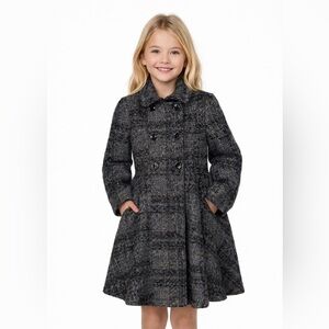 Rothschild Princess Charcoal Plaid Double-Breasted Pea Coat